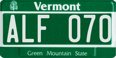 VT license plate ALF070