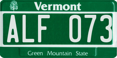 VT license plate ALF073