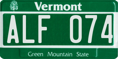 VT license plate ALF074