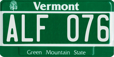 VT license plate ALF076