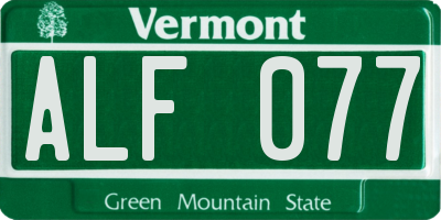VT license plate ALF077