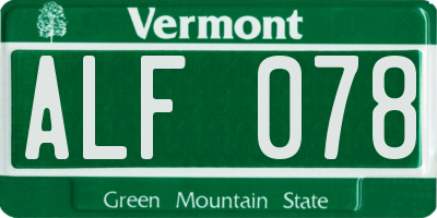VT license plate ALF078