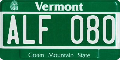 VT license plate ALF080