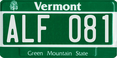 VT license plate ALF081