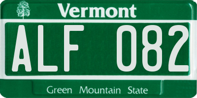 VT license plate ALF082