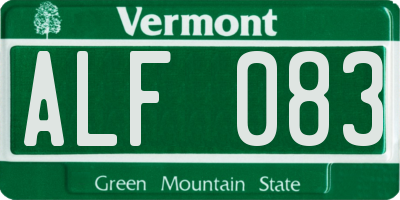 VT license plate ALF083