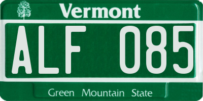 VT license plate ALF085