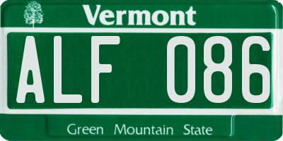 VT license plate ALF086