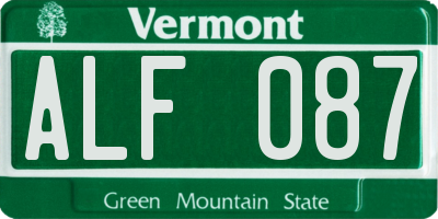 VT license plate ALF087