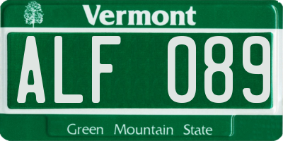 VT license plate ALF089