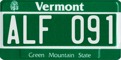 VT license plate ALF091