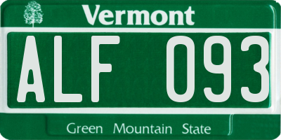 VT license plate ALF093