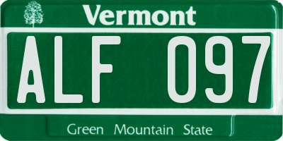 VT license plate ALF097