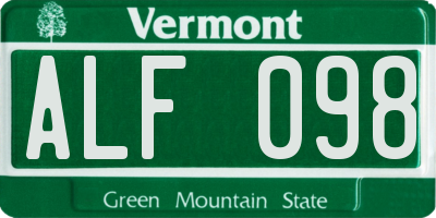 VT license plate ALF098