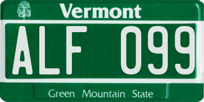 VT license plate ALF099