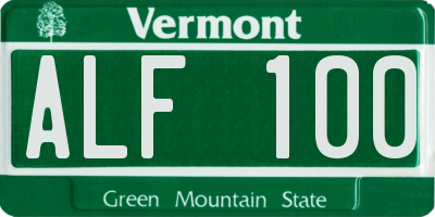 VT license plate ALF100