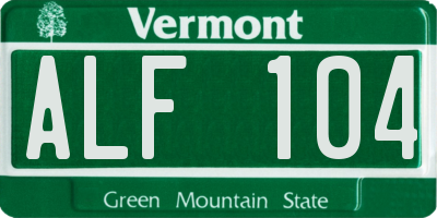 VT license plate ALF104