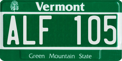 VT license plate ALF105