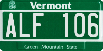 VT license plate ALF106