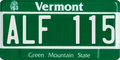 VT license plate ALF115