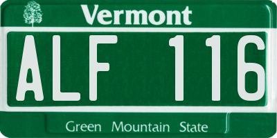 VT license plate ALF116