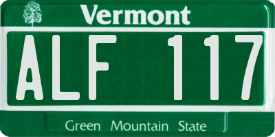 VT license plate ALF117