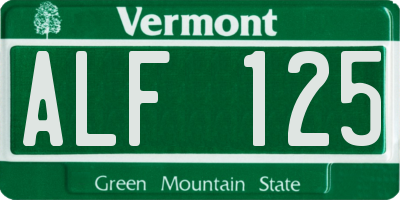 VT license plate ALF125