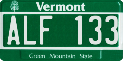 VT license plate ALF133