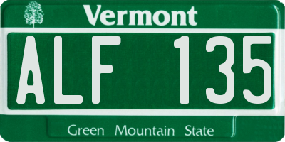 VT license plate ALF135