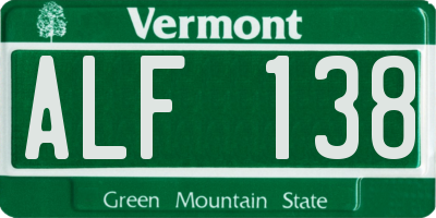 VT license plate ALF138