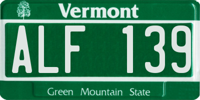 VT license plate ALF139