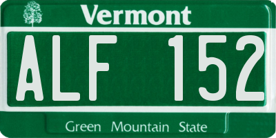 VT license plate ALF152