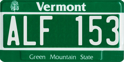 VT license plate ALF153