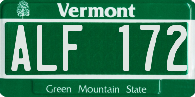 VT license plate ALF172