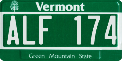VT license plate ALF174