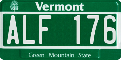 VT license plate ALF176
