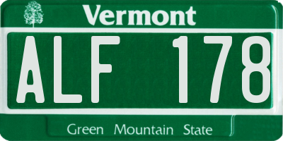 VT license plate ALF178
