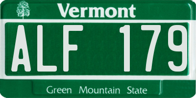 VT license plate ALF179