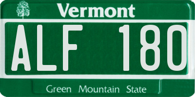 VT license plate ALF180