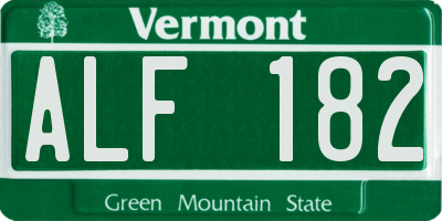 VT license plate ALF182
