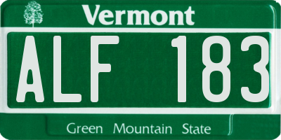 VT license plate ALF183