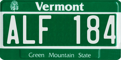 VT license plate ALF184