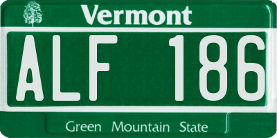 VT license plate ALF186