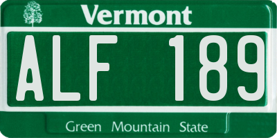 VT license plate ALF189