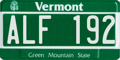 VT license plate ALF192