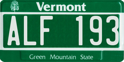 VT license plate ALF193