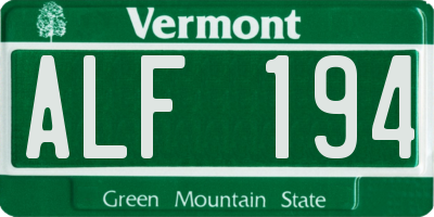 VT license plate ALF194