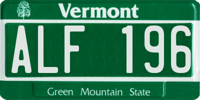 VT license plate ALF196