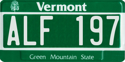 VT license plate ALF197