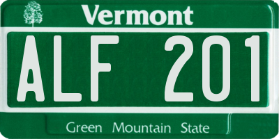 VT license plate ALF201